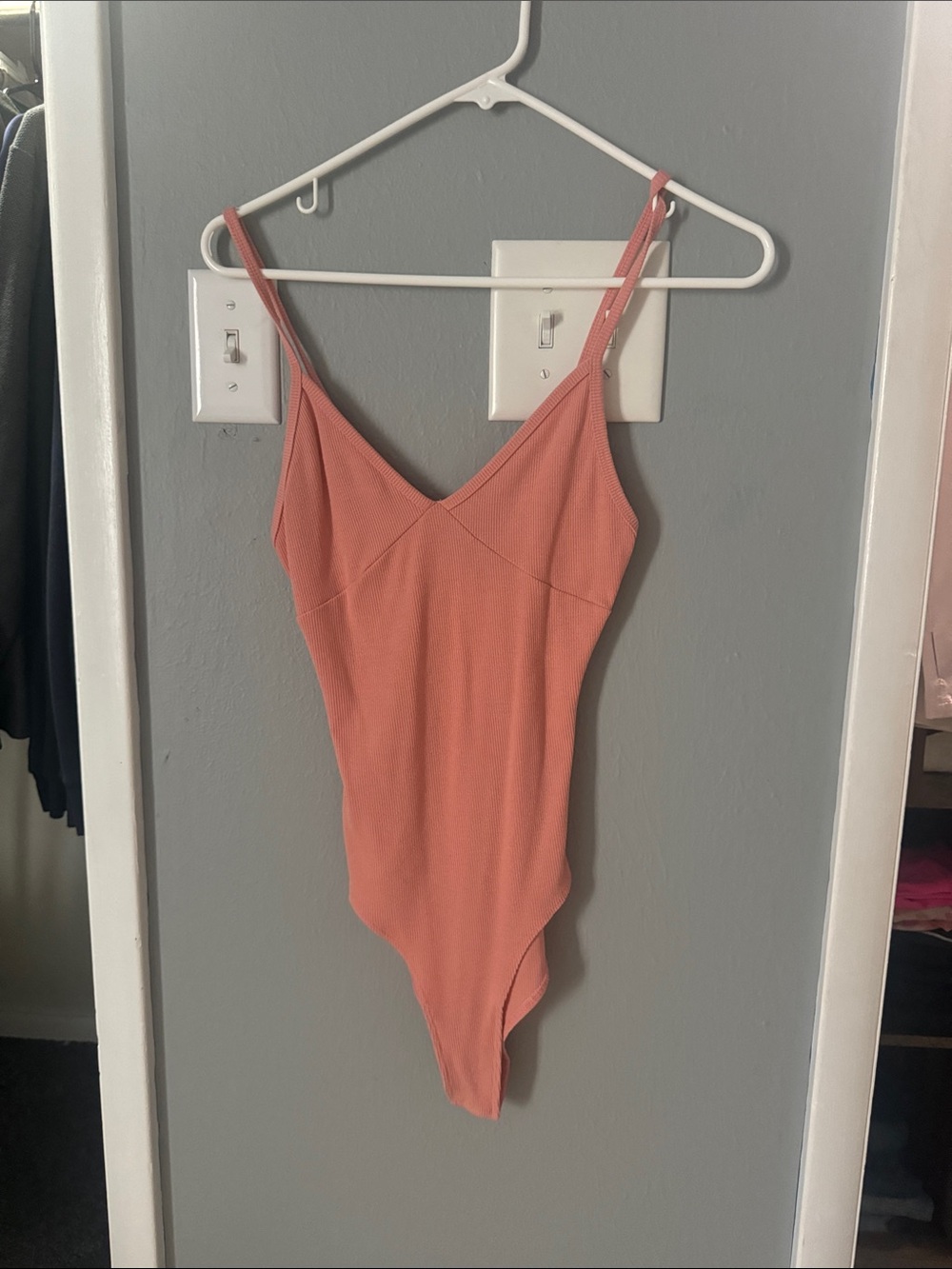 Forever 21 Peach Ribbed Tank Bodysuit
